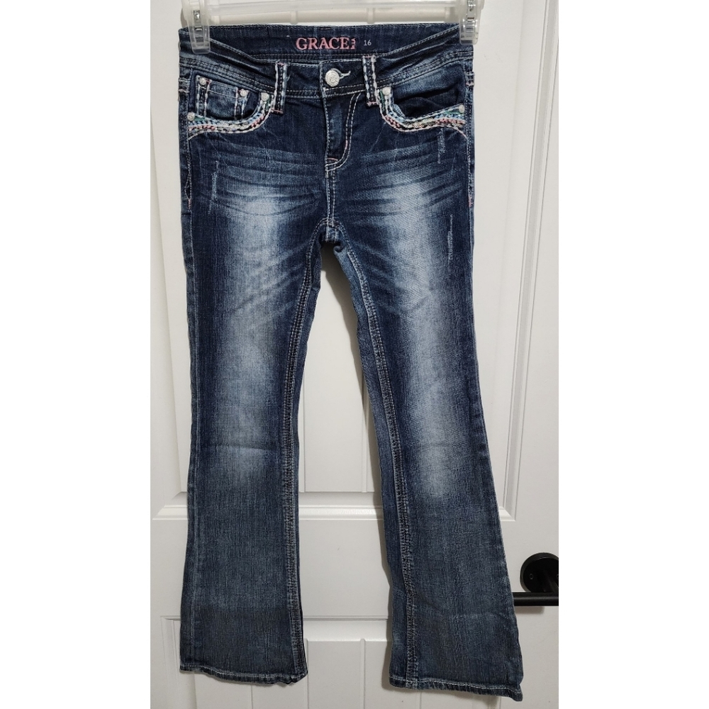 Girls size 16 Grace in LA jeans embellished bootcut western
